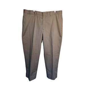 LL Bean Mens Flat Front Trousers Khaki Classic Fit Size 40
